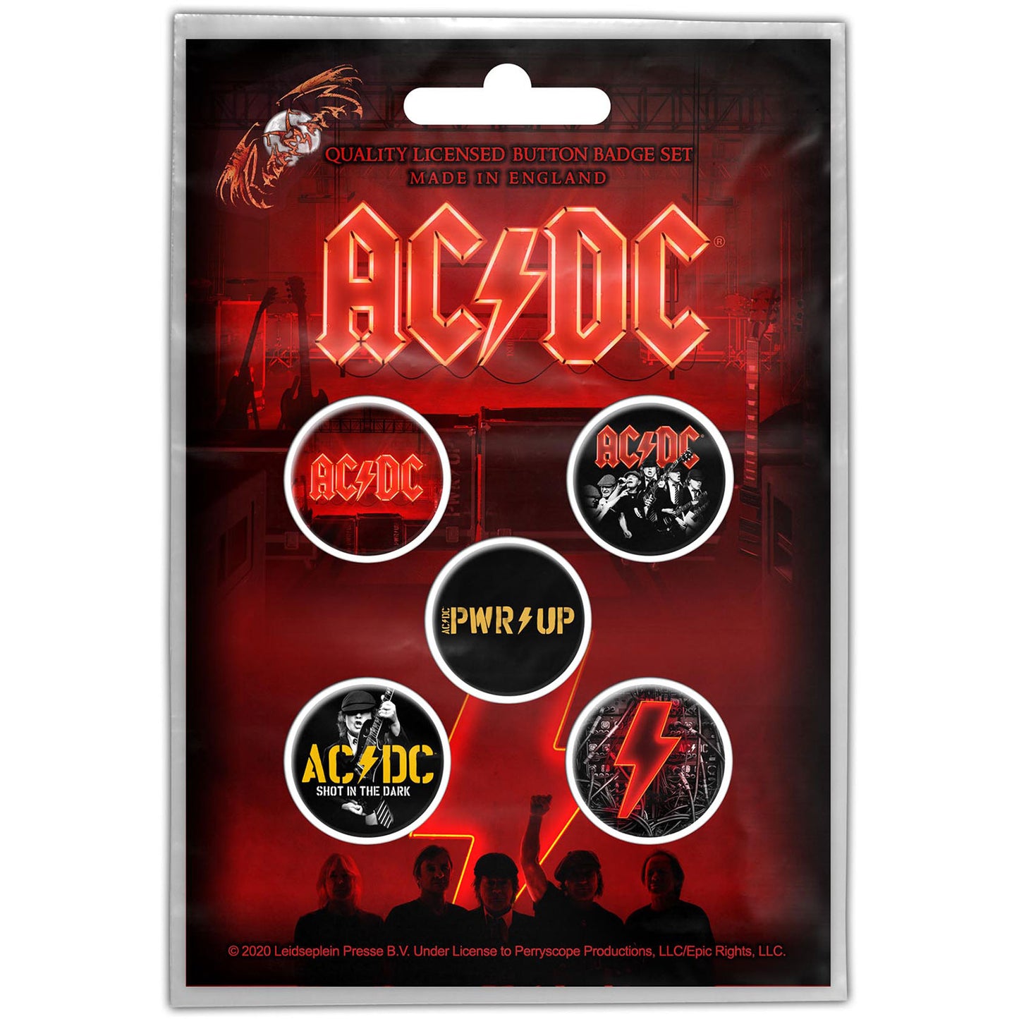 AC/DC PWR-UP Button Badge Pack