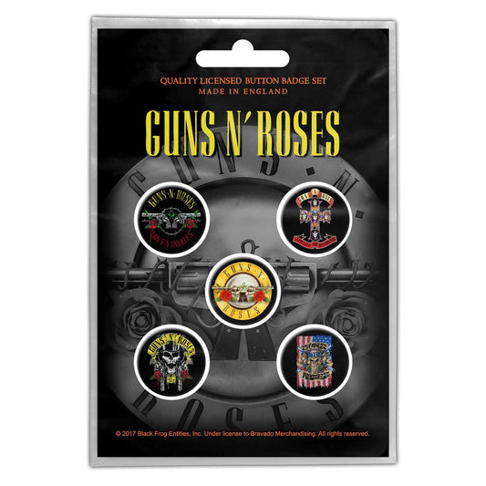 Guns N' Roses Bullet Logo Button Badge Pack