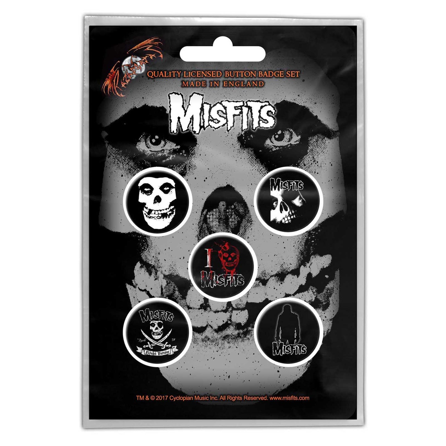 Misfits Skull Button Badge Pack