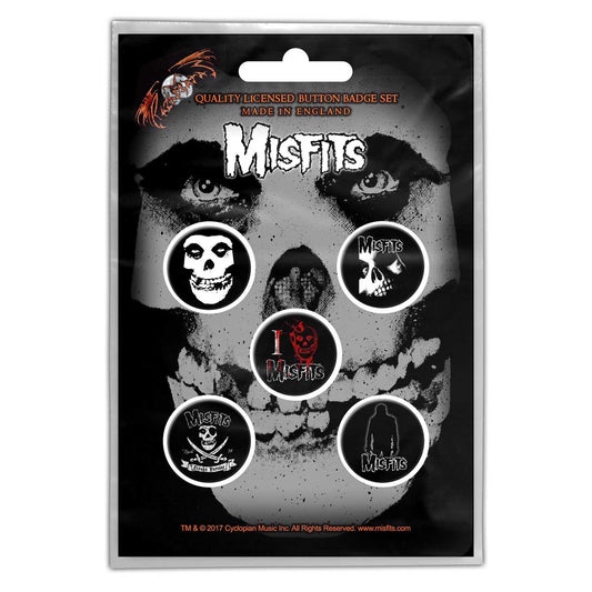 Misfits Skull Button Badge Pack