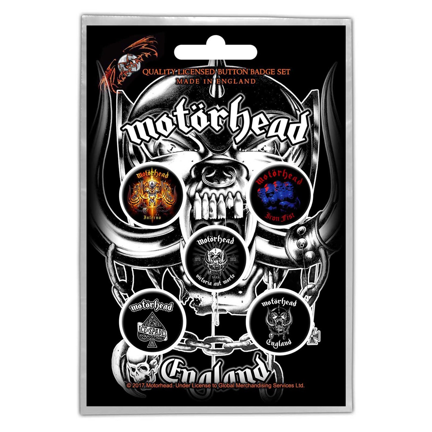 Motorhead England Button Badge Pack